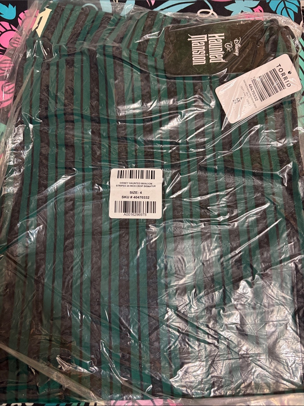torrid Black and Green Striped Leggings - Haunted Mansion Tag
